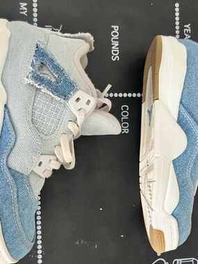 Jordan Kids Denim Blue and White Sneakers